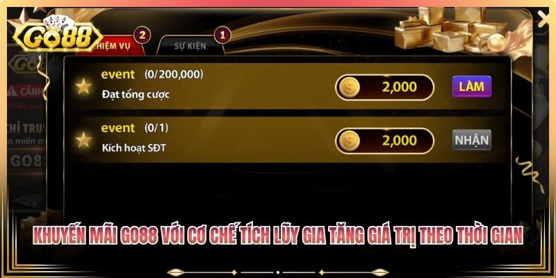 Khuyến Mãi Go88 - Tổng Hợp Những Ưu Đãi Lễ Hội Hấp Dẫn 2 Khuyến mãi Go88 với cơ chế tích lũy gia tăng giá trị theo thời gian