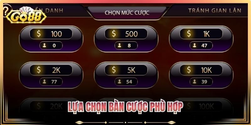 Lựa chọn bàn cược phù hợp
